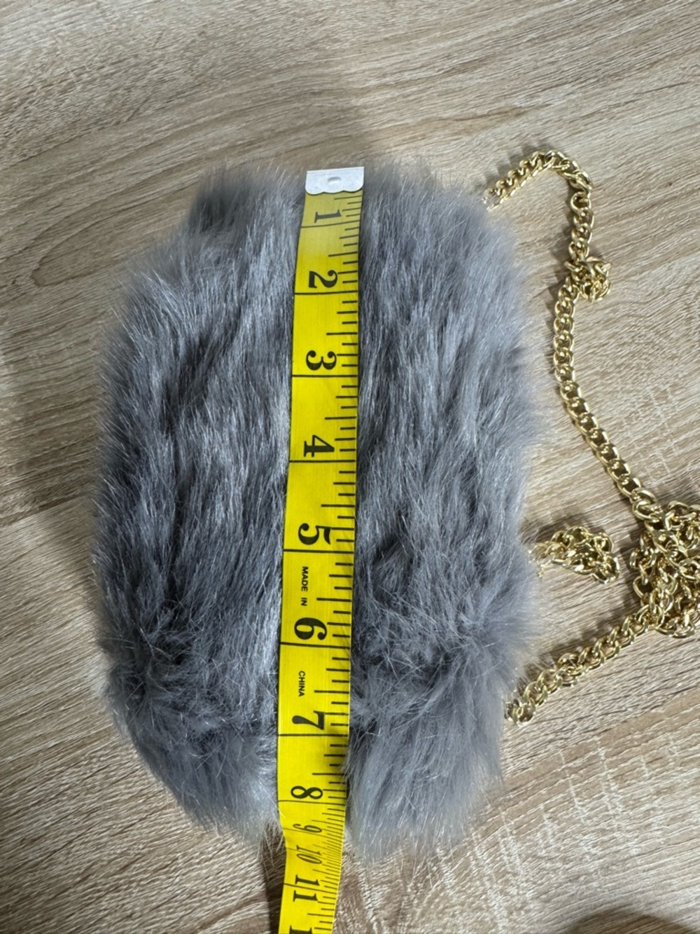Zara Two-Tone Gray/Cream Faux Fur Crossbody Bag Clatch - Picture 9 of 12